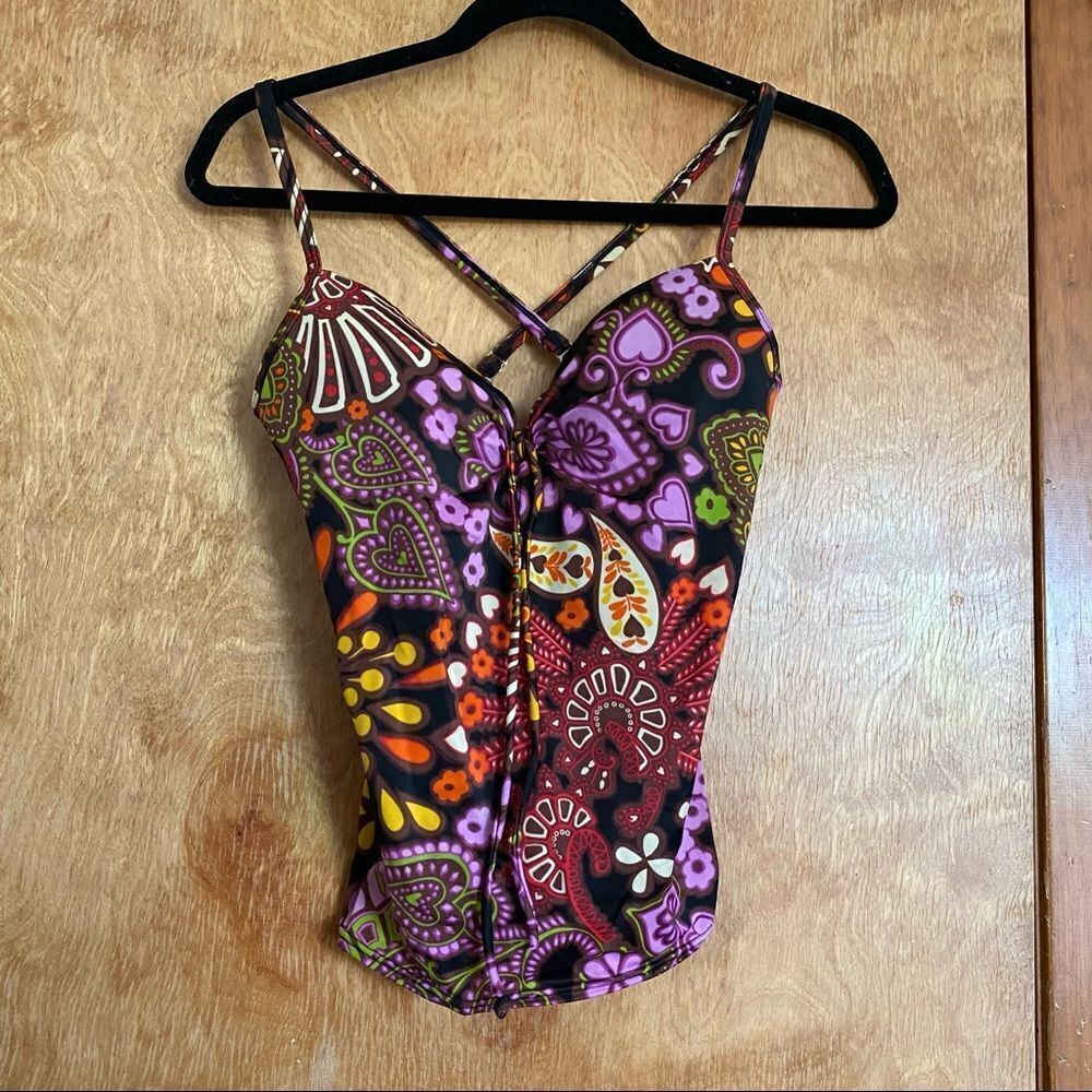 Y2K Paisley Victoria’s Secret Brown Tankini Top